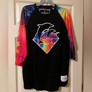 Zumiez Pink Dolphin Large Mens Crew Neck Long Sleeve Top Rainbow Tie Dye
